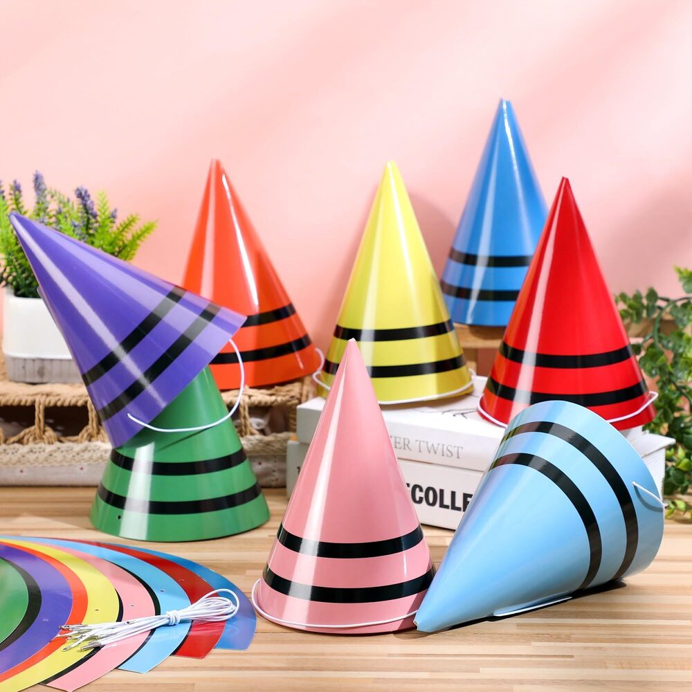 7393 16 Pcs Colors Crayon Gnome Cone Hats for Halloween Cosplay, Christmas